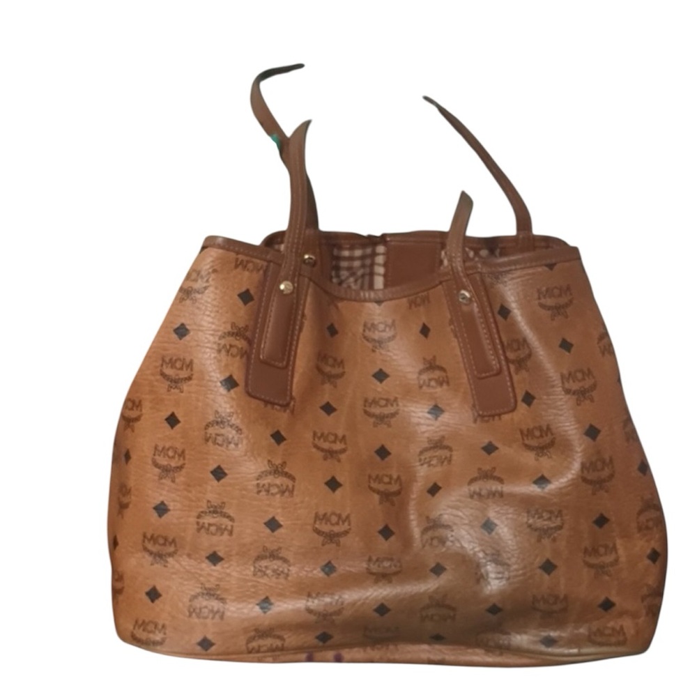 MCM Cognac Liz Reversible Vestos Large Shopper Tote Brown Monogram Gold Hardware - Picture 2 of 6